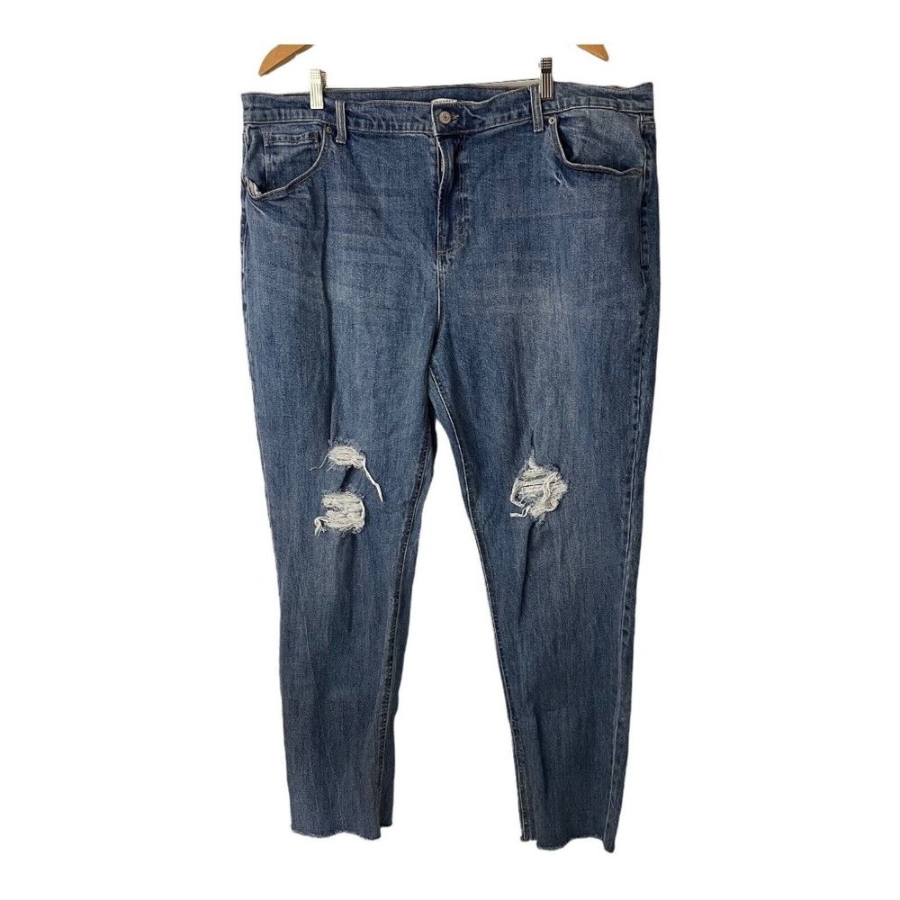 COPY - Old Navy Boyfriend Distressed Medium Wash Raw Hem Jeans Size 20 Tall